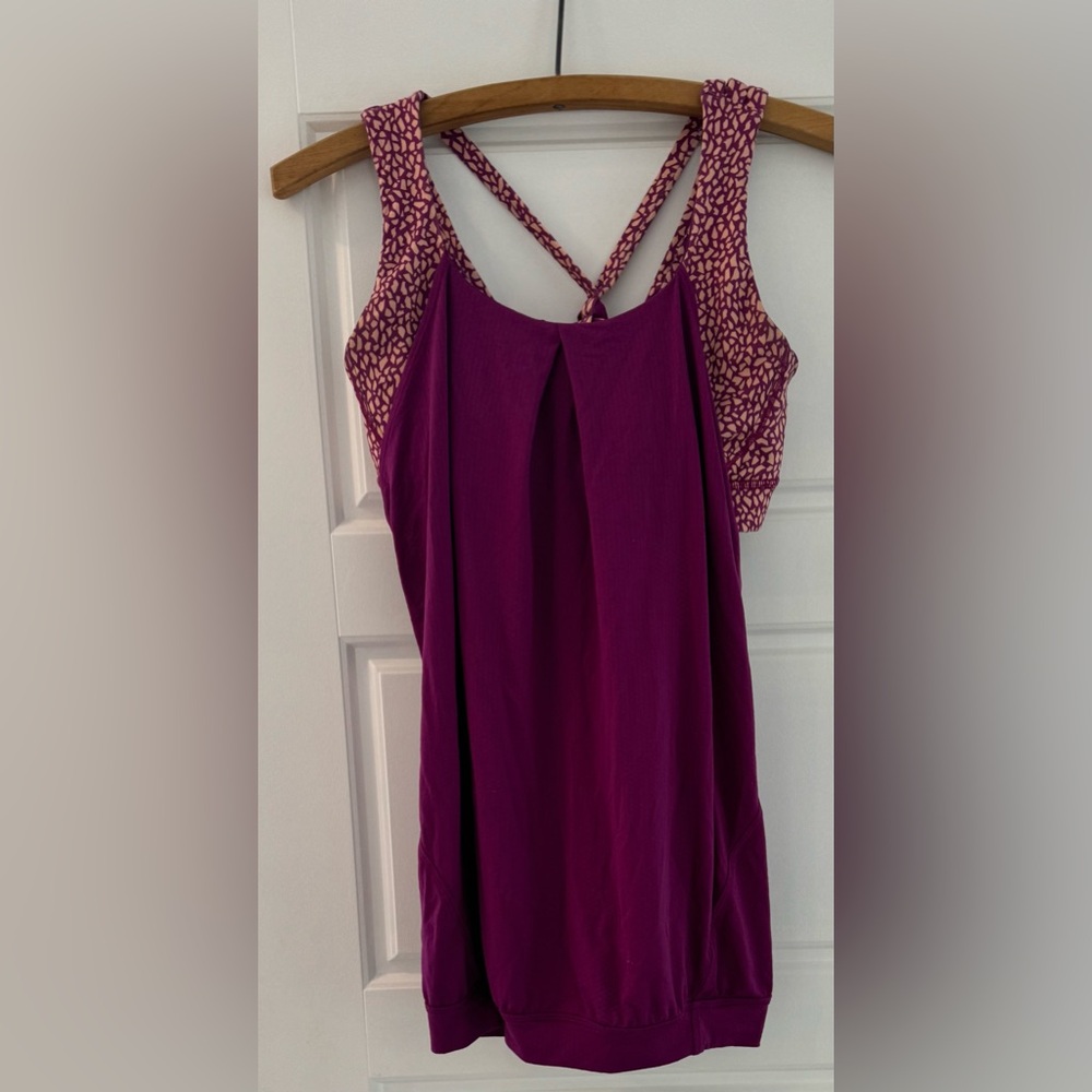 Lululemon Nouveau Limits Tank Regal Plum Miss Mosaic Peach Fuzz gym bra yoga US6 - Picture 2 of 6